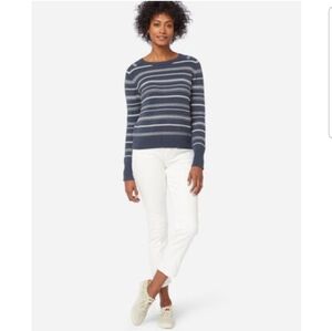 WOMEN'S TEXTURED STRIPE SWEATERNavy/White NWT